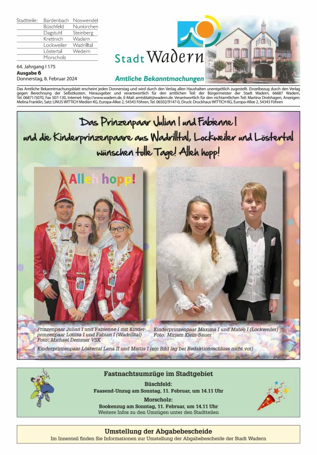 Stadt Wadern Titelblatt 06/2024