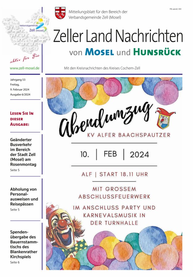 Zeller Land Nachrichten Titelblatt 06/2024