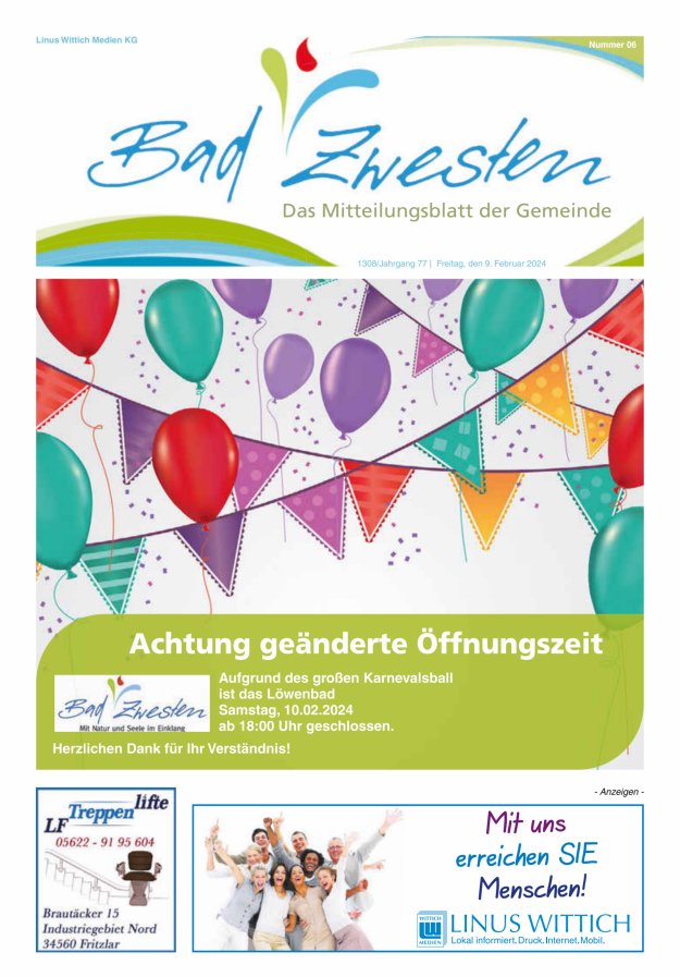 Heimatzeitung Bad Zwesten Titelblatt 06/2024