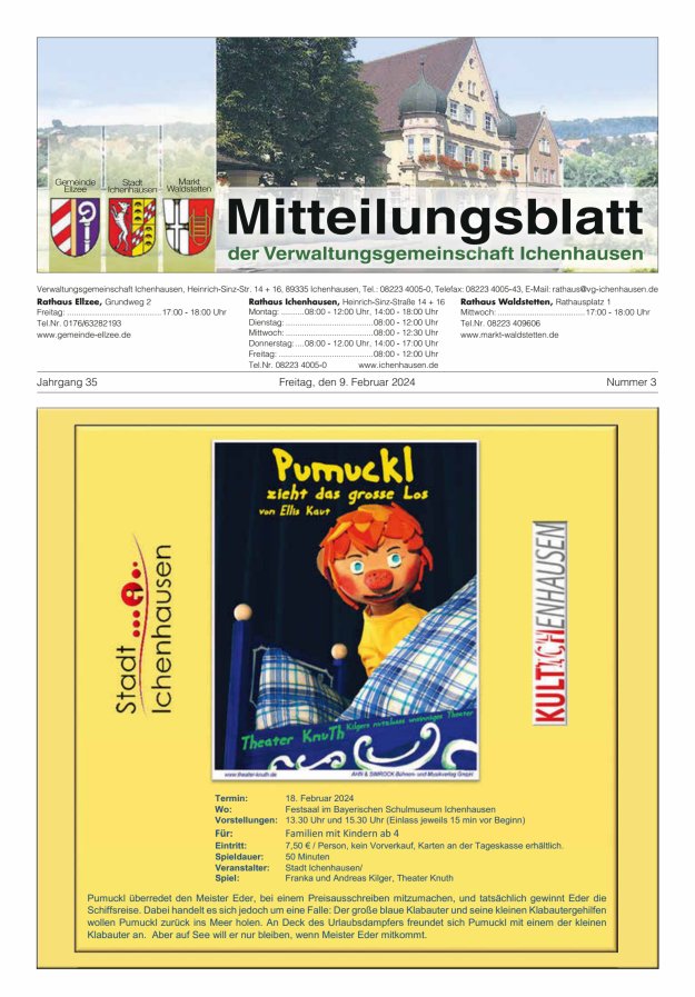 Mitteilungsblatt der Verwaltungsgemeinschaft Ichenhausen Titelblatt 03/2024