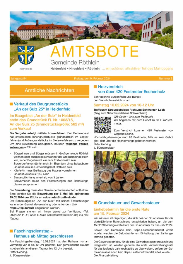Amtsbote der Großgemeinde Röthlein Titelblatt 06/2024