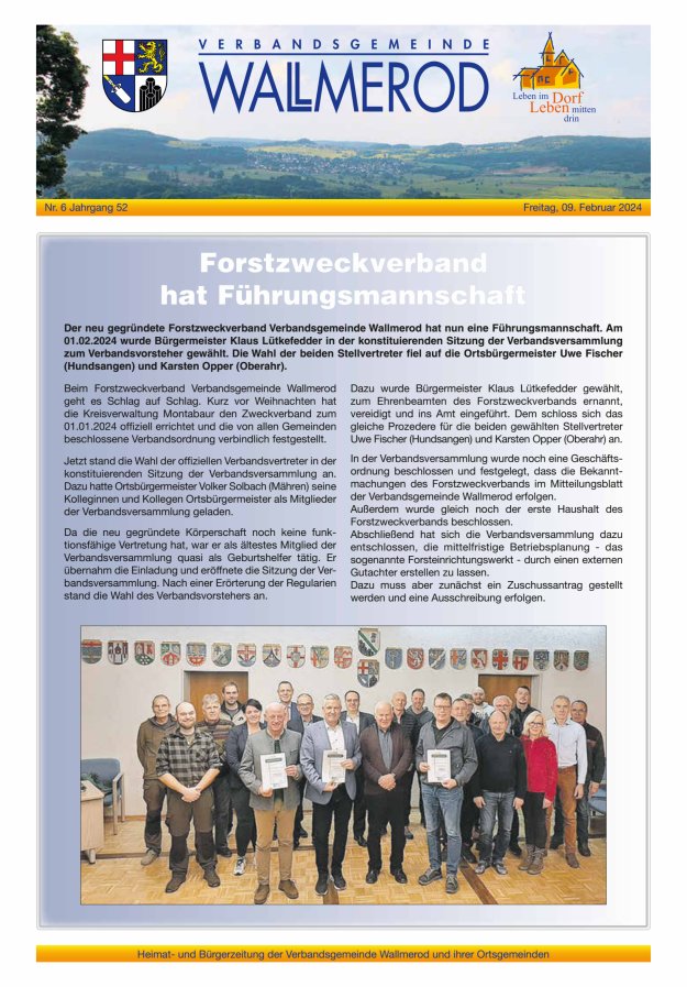 Wir über uns - Verbandsgemeinde Wallmerod Titelblatt 06/2024
