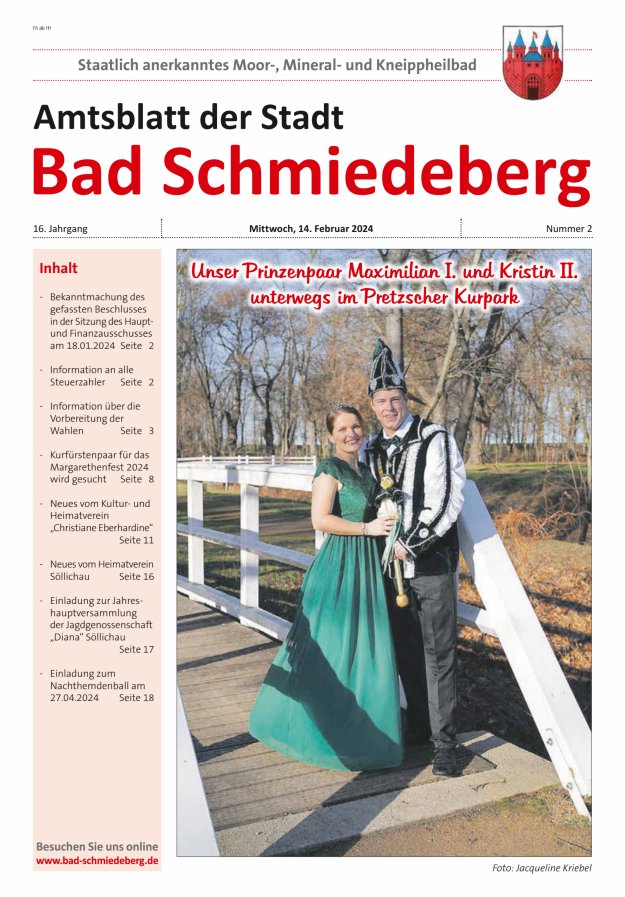 Amtsblatt der Stadt Bad Schmiedeberg Titelblatt 02/2024