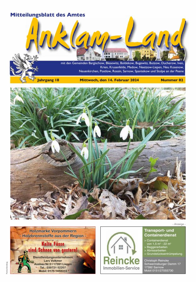 Mitteilungsblatt des Amtes Anklam-Land Titelblatt 02/2024