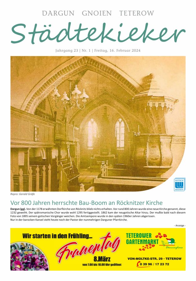 Städte Kieker Gnoien Dargun Teterow Titelblatt 01/2024