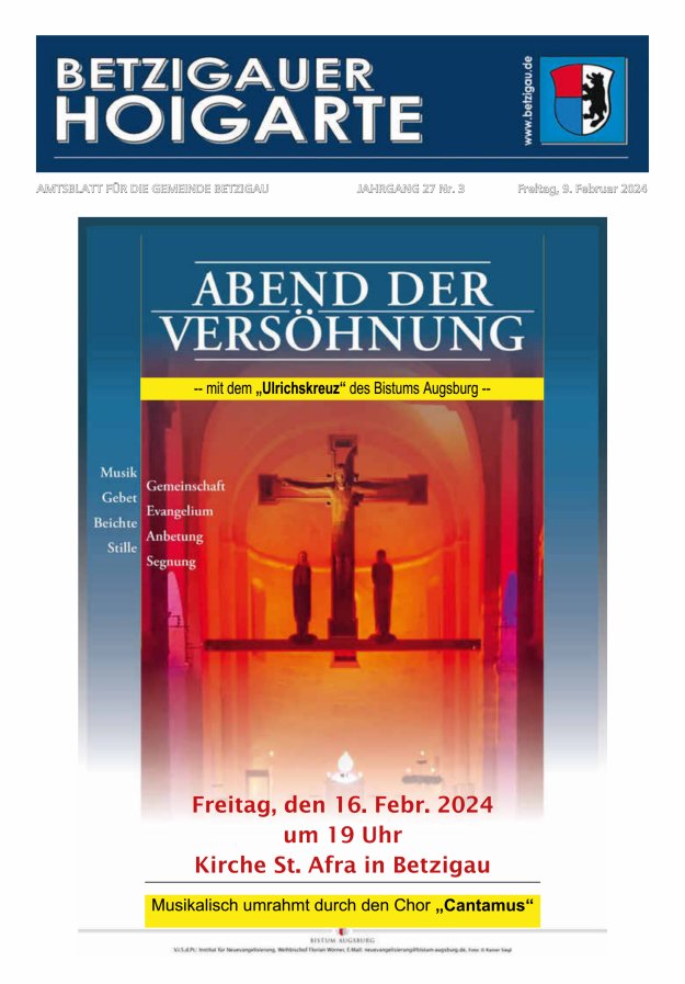 Betzigauer Hoigarte Amtsblatt der Gemeinde Betzigau Titelblatt 03/2024