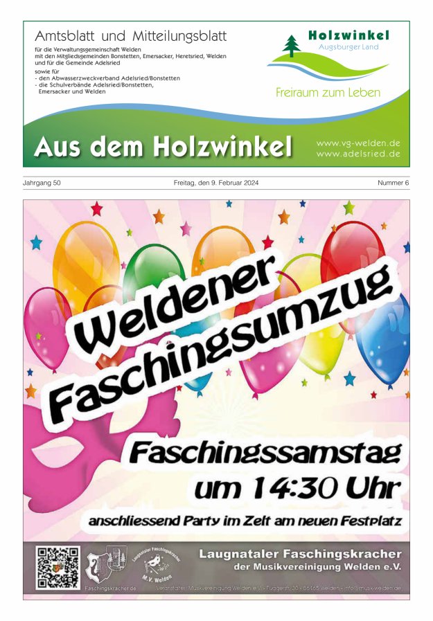 Aus dem Holzwinkel Amtsblatt u Mitteilungsblatt f VG Welden u GemAdelsried Titelblatt 06/2024