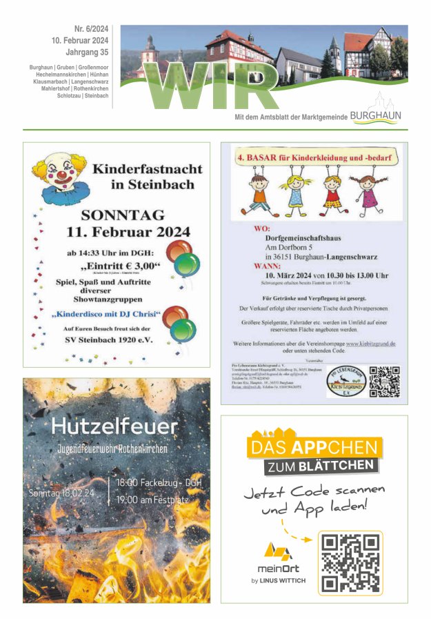 WIR - mit Amtsblatt der Marktgemeinde Burghaun Titelblatt 06/2024