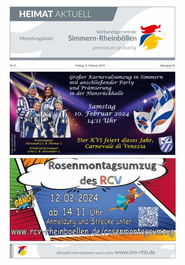 Heimat Aktuell Mitteilungsblatt der VG Simmern-Rheinböllen-Ausg Rheinböllen Titelblatt 06/2024