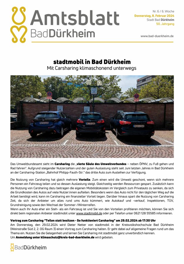 Bad Dürkheimer Woche Titelblatt 06/2024