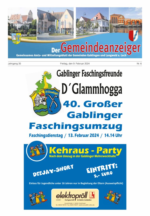 Der Gemeindeanzeiger - Gablingen Langweid Titelblatt 06/2024
