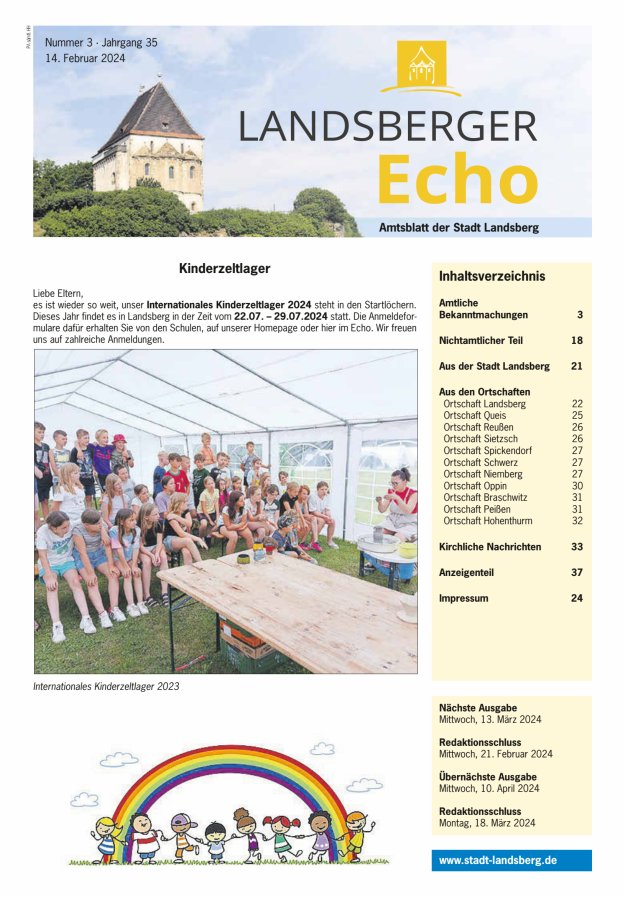 Landsberger Echo – Amtsblatt der Stadt Landsberg Titelblatt 03/2024