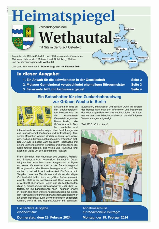 Heimatspiegel Verbandsgemeinde Wethautal mit Sitz in der Stadt Osterfeld Titelblatt 04/2024