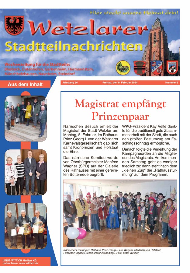 Wetzlarer Stadtteilnachrichten Titelblatt 06/2024