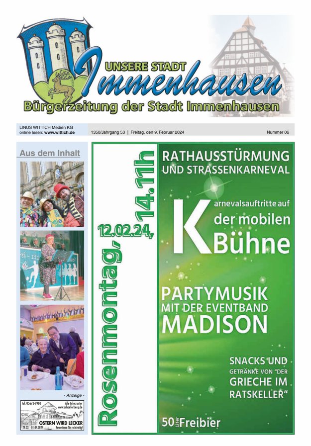 Unsere Stadt Immenhausen Titelblatt 06/2024