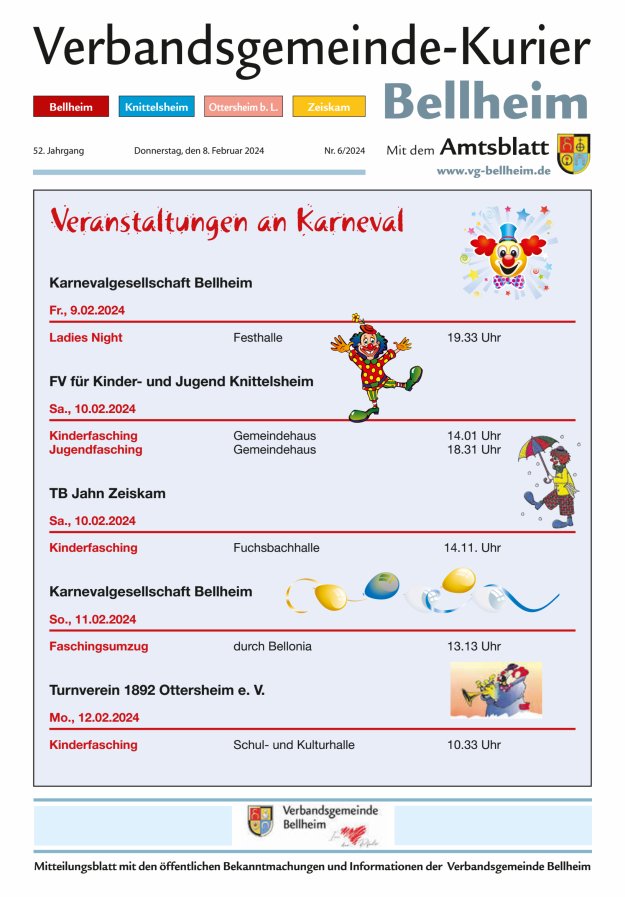Verbandsgemeinde-Kurier Bellheim Titelblatt 06/2024