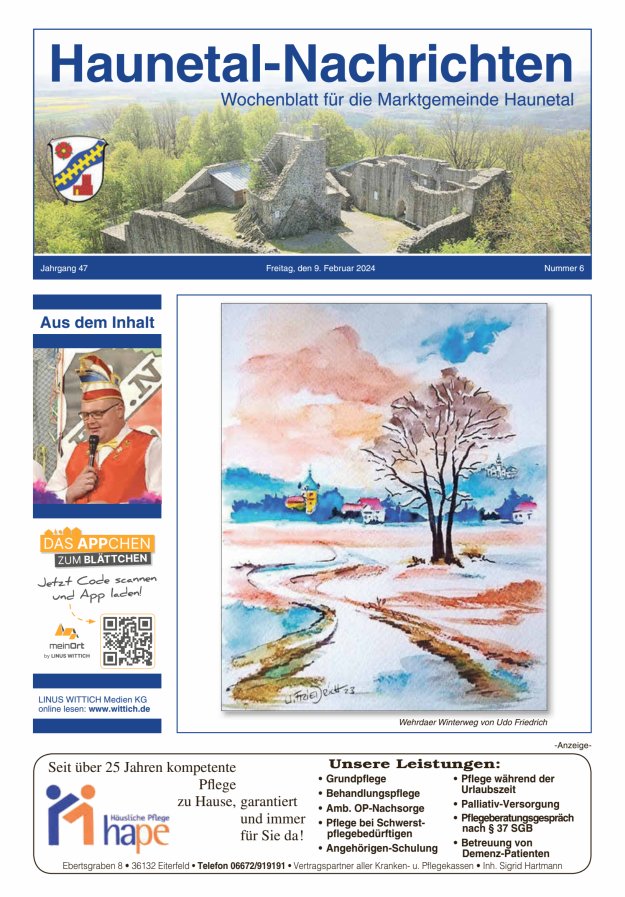 Haunetal-Nachrichten Titelblatt 06/2024
