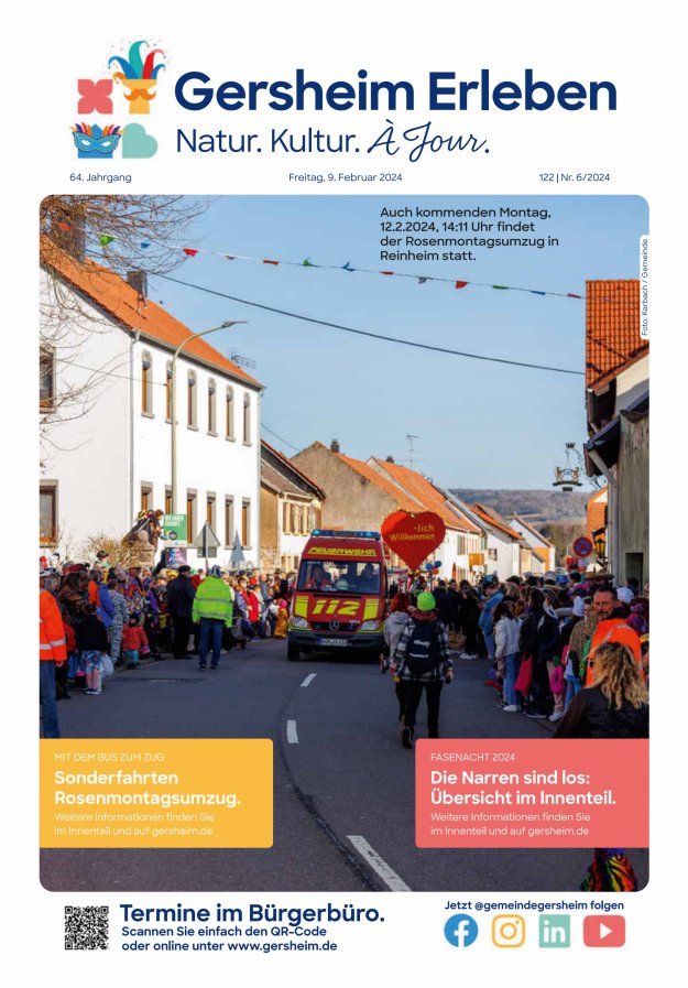 Bekanntmachungsblatt der Gemeinde Gersheim Titelblatt 06/2024