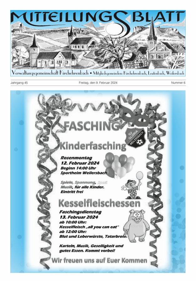 Mitteilungsblatt Verwaltungsgemeinschaft Kirchehrenbach Titelblatt 06/2024