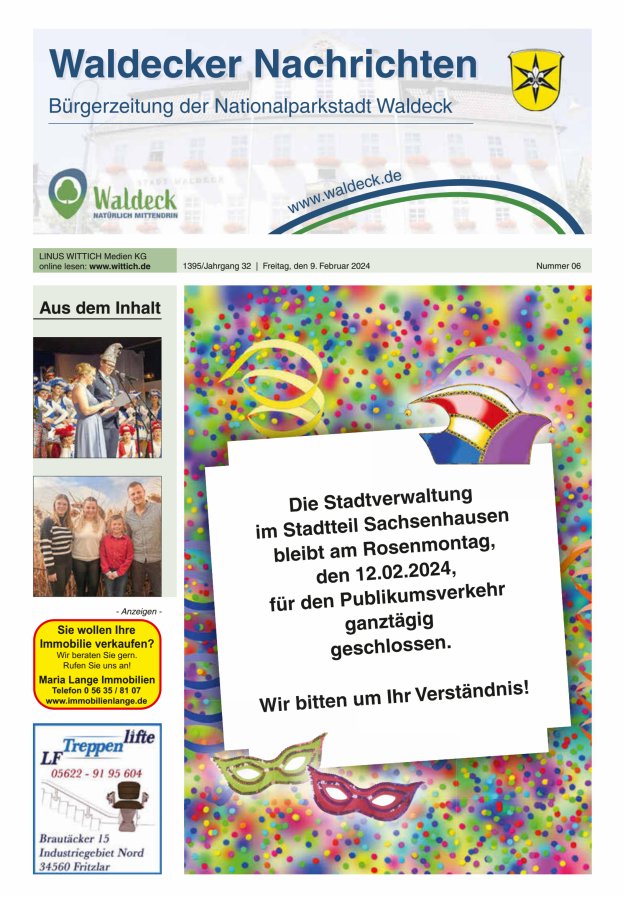 Waldecker Nachrichten Titelblatt 06/2024