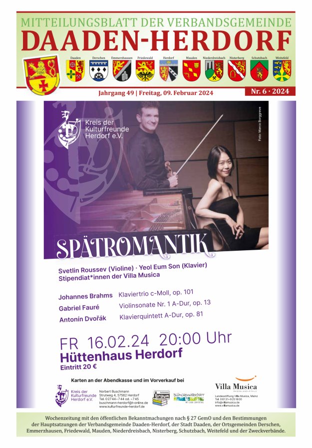 Mitteilungsblatt der Verbandsgemeinde Daaden-Herdorf Titelblatt 06/2024