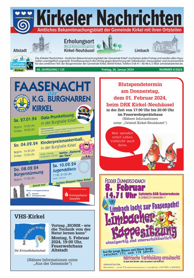 Kirkeler Nachrichten Titelblatt 04/2024