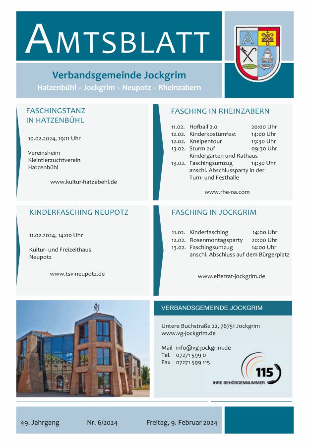 Amtsblatt VG Jockgrim Titelblatt 06/2024