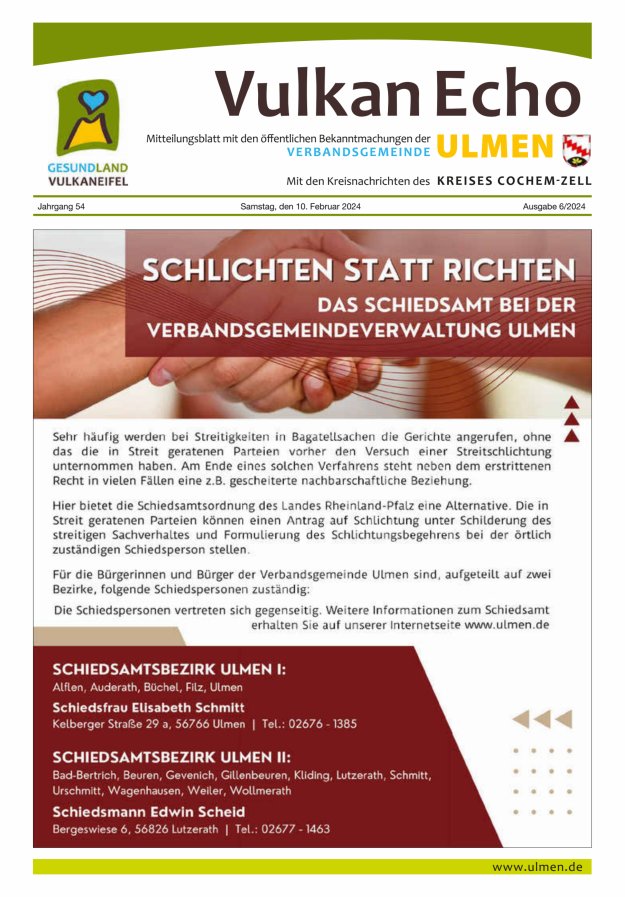 Vulkan Echo VG Ulmen Titelblatt 06/2024