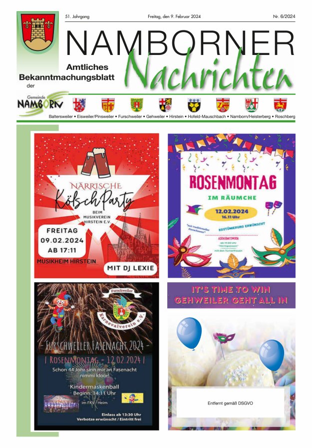 Namborner Nachrichten Titelblatt 06/2024