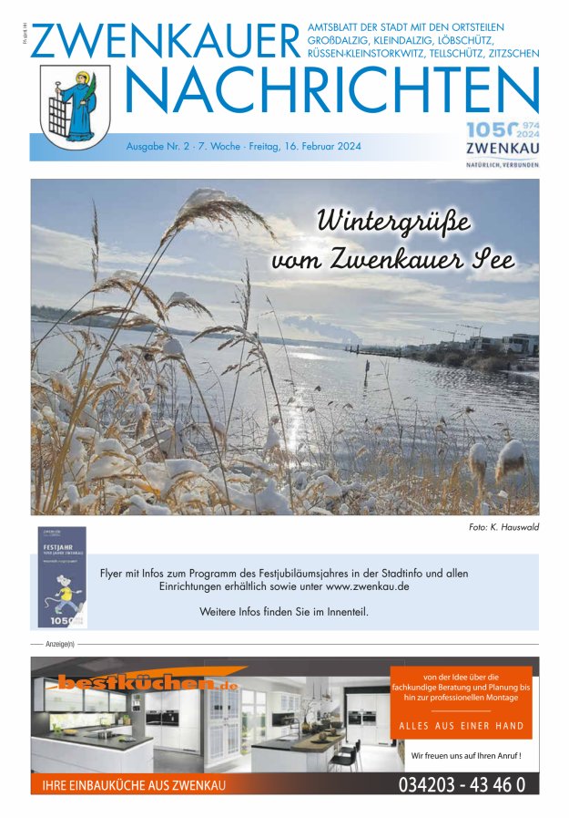 Zwenkauer Nachrichten - Amtsblatt der Stadt mit ihren Ortsteilen Titelblatt 02/2024
