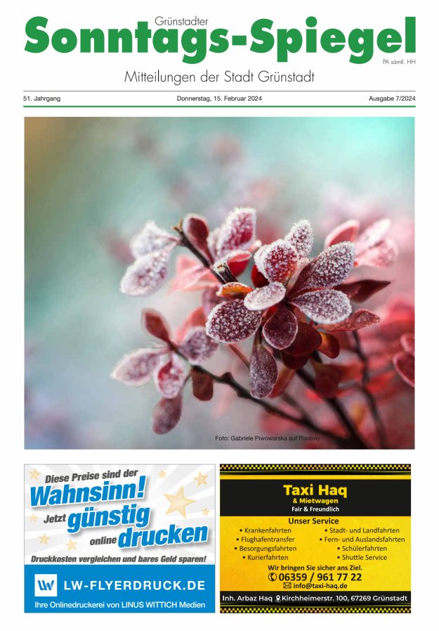 Grünstadter Sonntags-Spiegel Titelblatt 07/2024