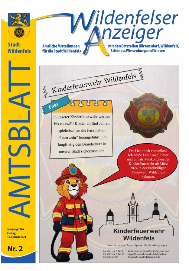 Wildenfelser Anzeiger Titelblatt 02/2024