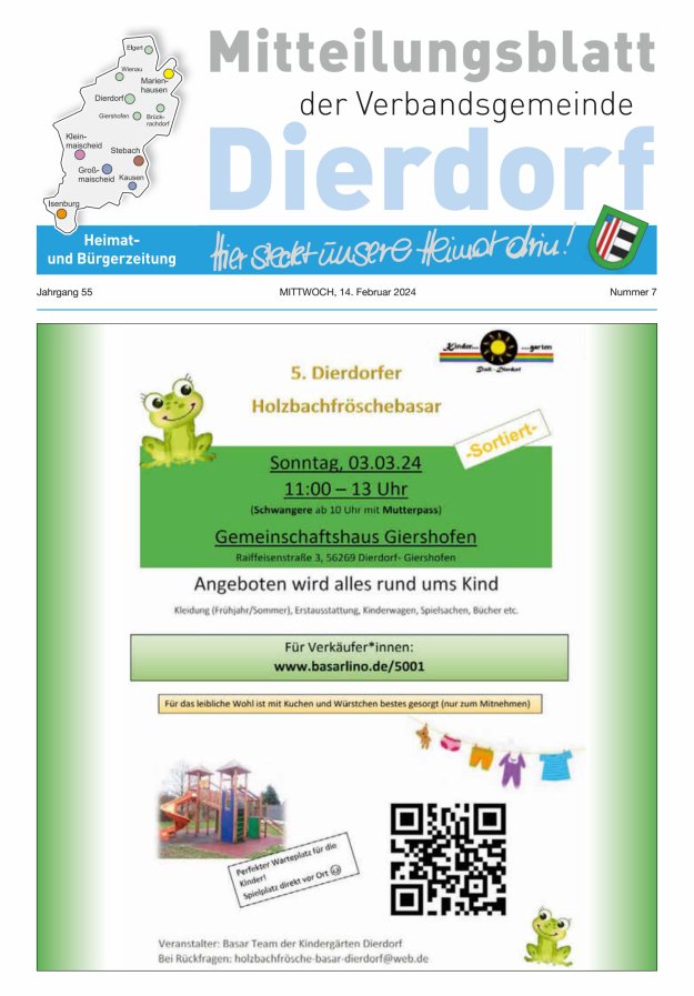 Mitteilungsblatt der Verbandsgemeinde Dierdorf Titelblatt 07/2024