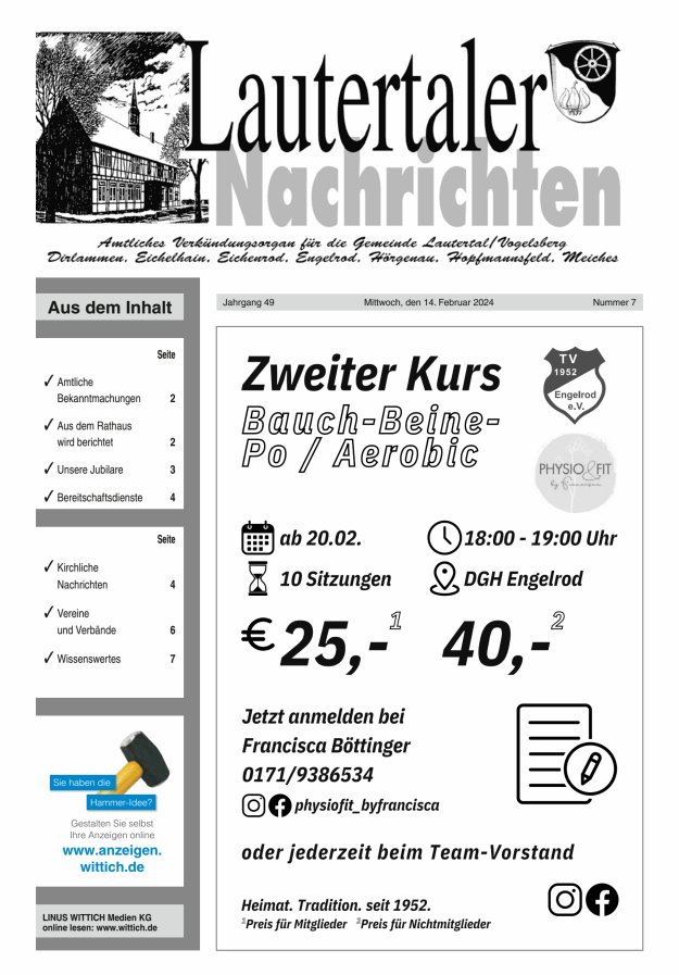 Lautertaler Nachrichten Titelblatt 07/2024