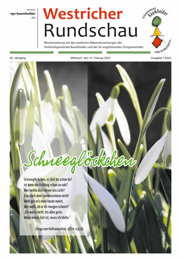 Westricher Rundschau VG Baumholder Titelblatt 07/2024