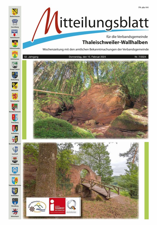 Mitteilungsblatt VG Thaleischweiler-Wallhalben Titelblatt 07/2024