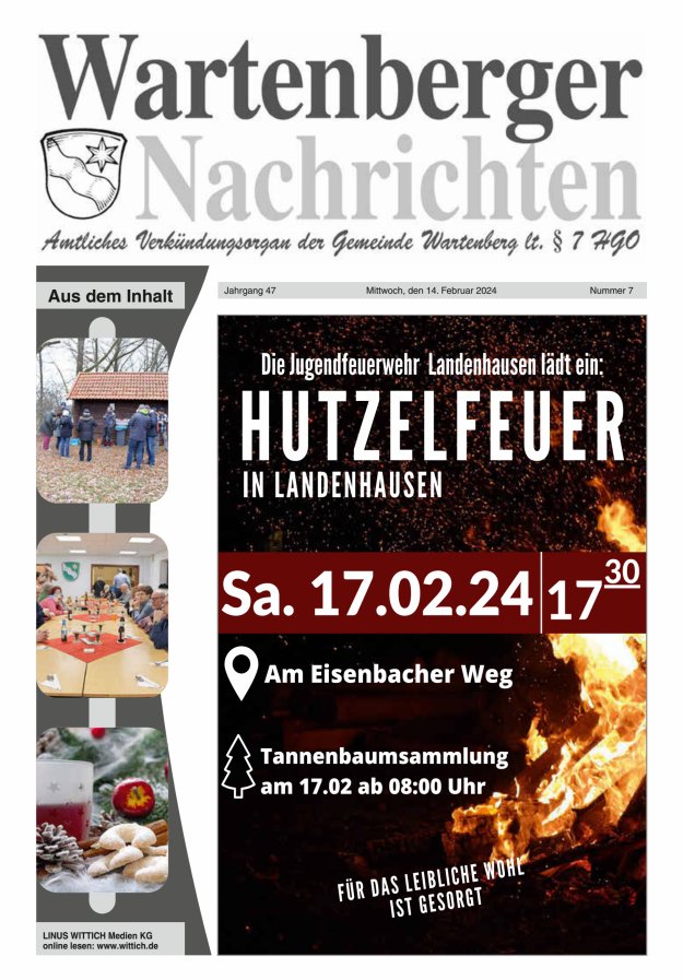 Wartenberger Nachrichten Titelblatt 07/2024