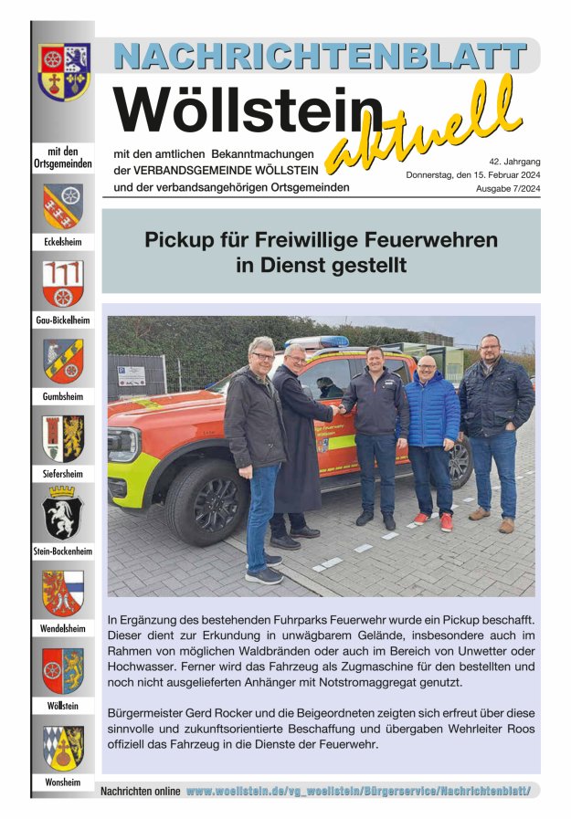 Nachrichtenblatt Wöllstein aktuell Titelblatt 07/2024
