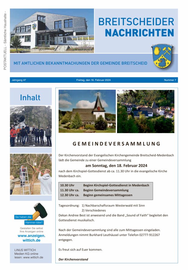 Breitscheider Nachrichten Titelblatt 07/2024