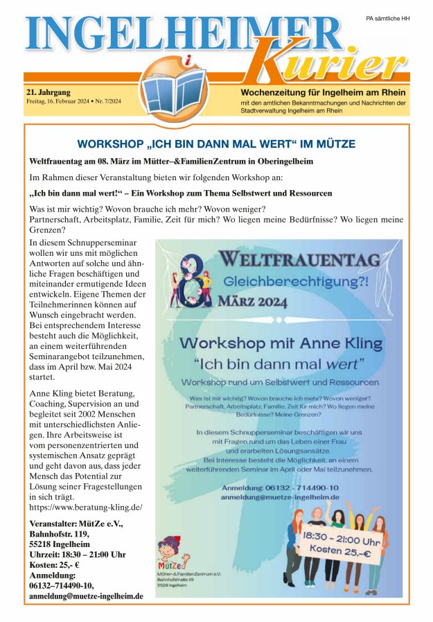 Ingelheimer Kurier Titelblatt 07/2024