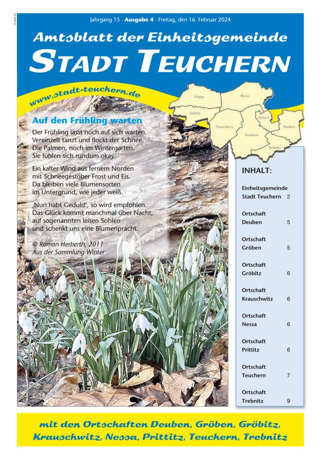Amtsblatt der Einheitsgemeinde Stadt Teuchern Titelblatt 04/2024