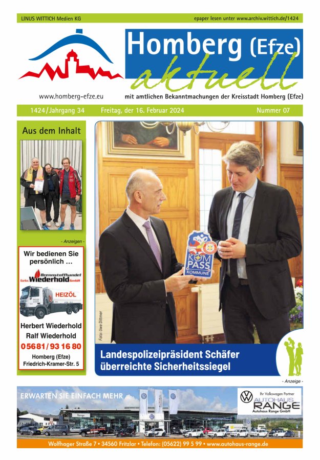 Homberg Efze aktuell Titelblatt 07/2024