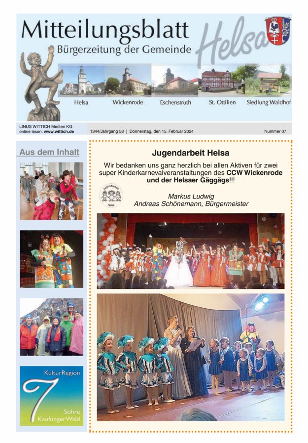 Mitteilungsblatt Helsa Titelblatt 07/2024