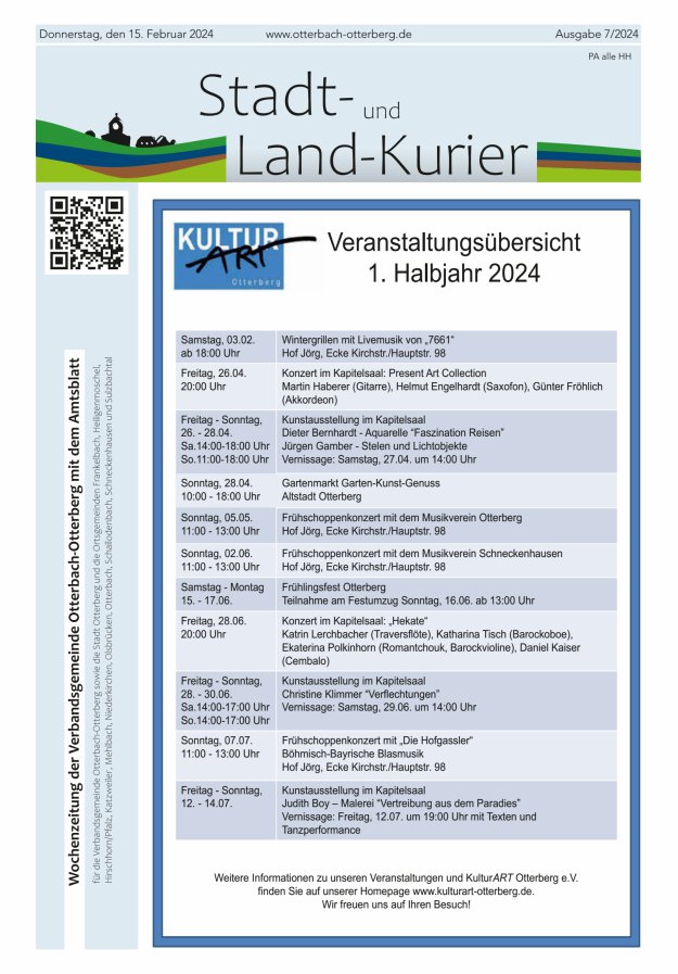 Stadt- und Land-Kurier Otterbach-Otterberg Titelblatt 07/2024