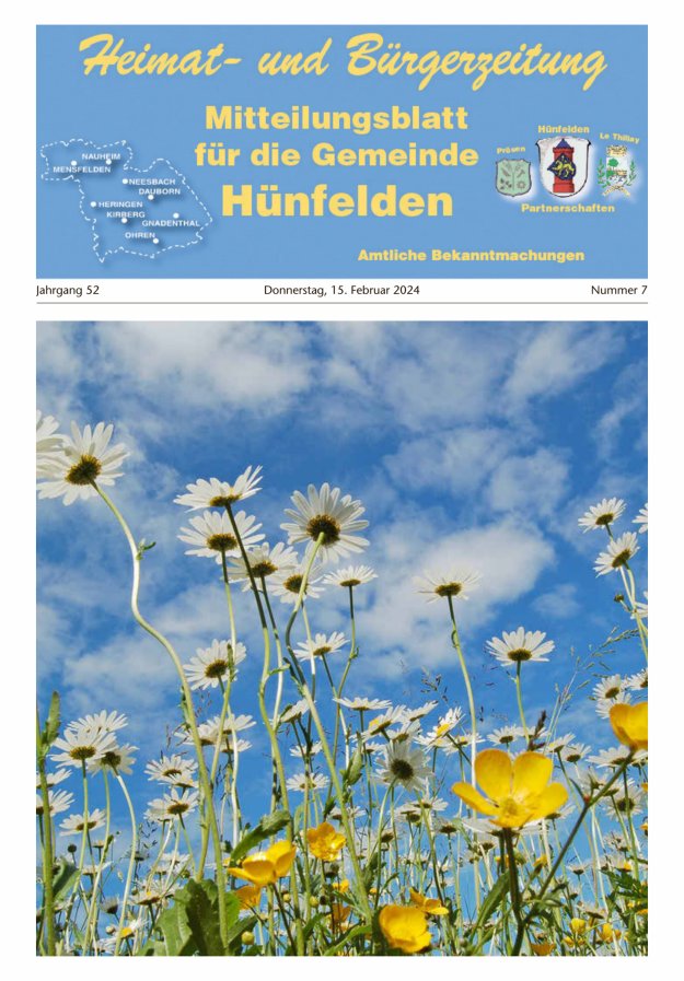 Mitteilungsblatt für die Gemeinde Hünfelden Titelblatt 07/2024