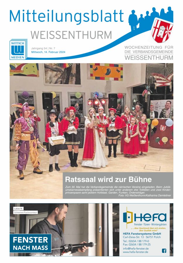Mitteilungsblatt für den Bereich der Verbandsgemeinde Weißenthurm Titelblatt 07/2024
