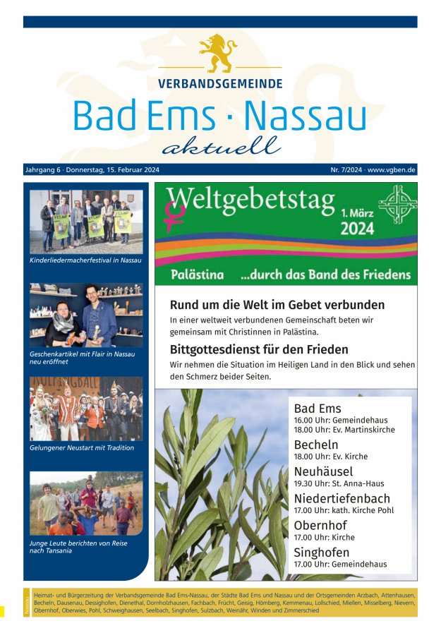 Bad Ems-Nassau aktuell Ausgabe Nassau Titelblatt 07/2024