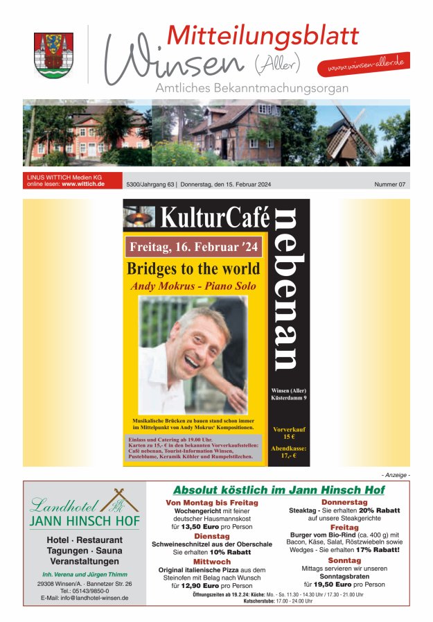 Mitteilungsblatt der Gemeinde Winsen Titelblatt 07/2024