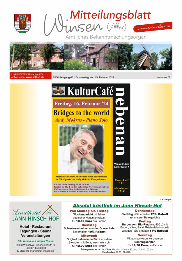 Mitteilungsblatt der Gemeinde Winsen Titelblatt 07/2024