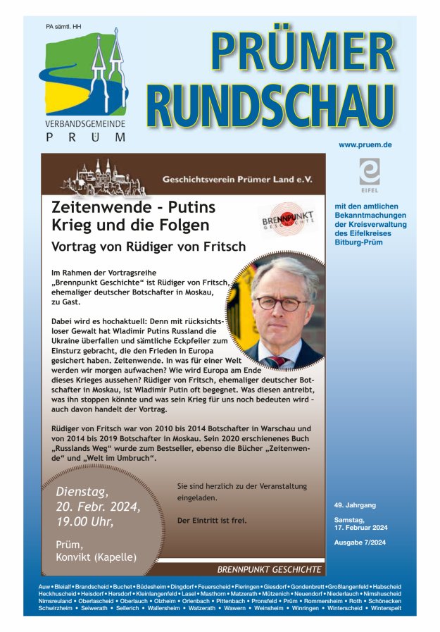 Prümer Rundschau Titelblatt 07/2024